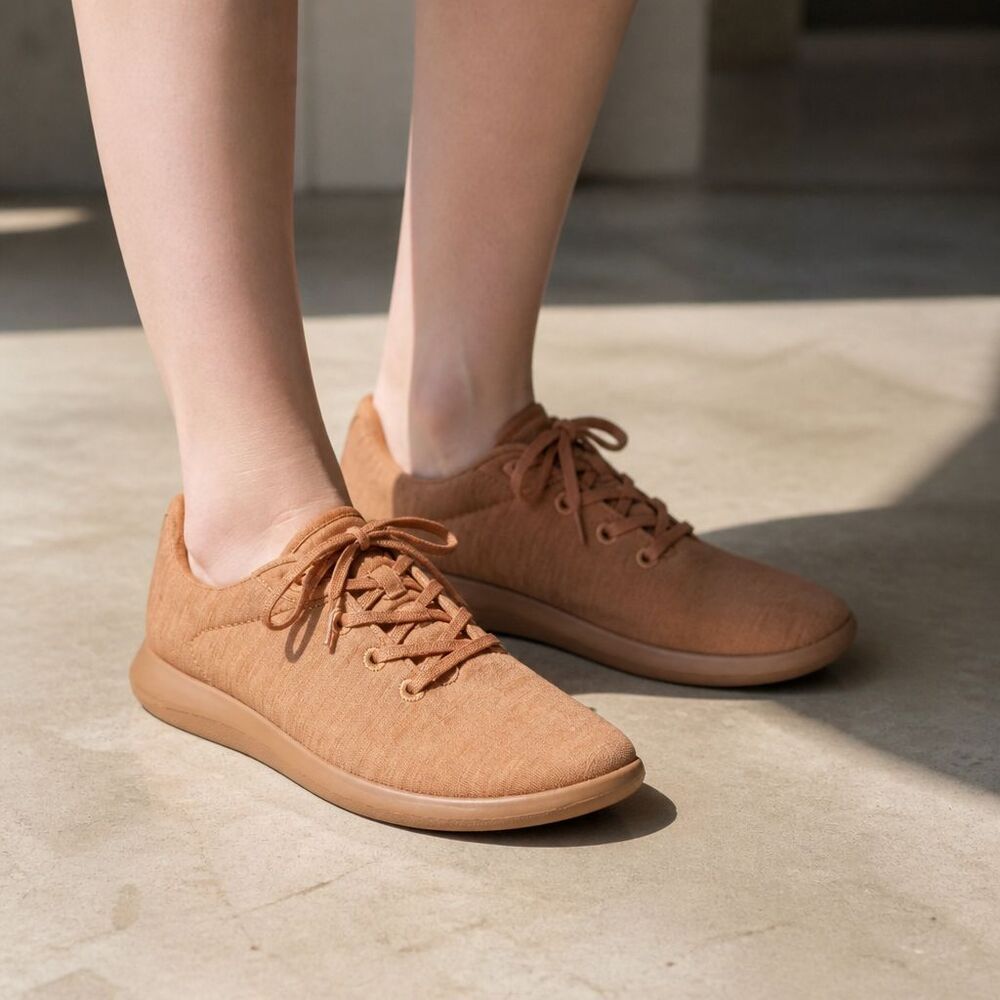 Merinos Womens Australian Merino Wool Sneakers Shoes 8 Tan Brown Lace up Low Top